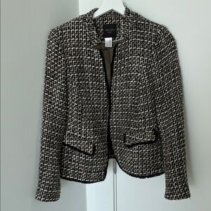 Helene Berman Black, White and Olive Tweed Blazer